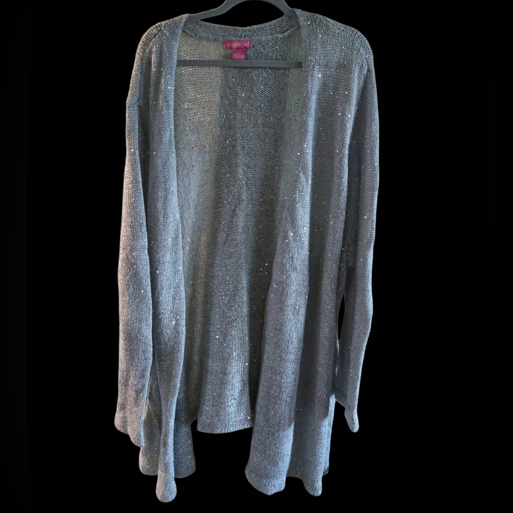 Woman Within Sparkling Silver Longer Cardigan. Size 5X. NWOT. Pretty!